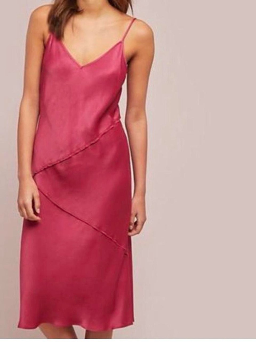 Anthropologie Saturday Sunday Rosalina Midi Slip Dress - Raspberry